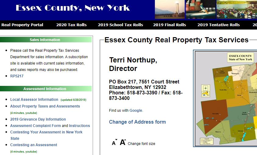Access tax roll information at the essez county NY portals. Tax valuations for goodnow flow real estate over estimates sales potential
