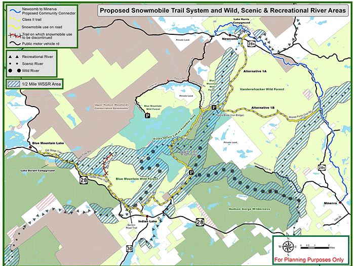 NY DEC proposals for snow mobile connectors encompass the essex chain Newcomb NY 