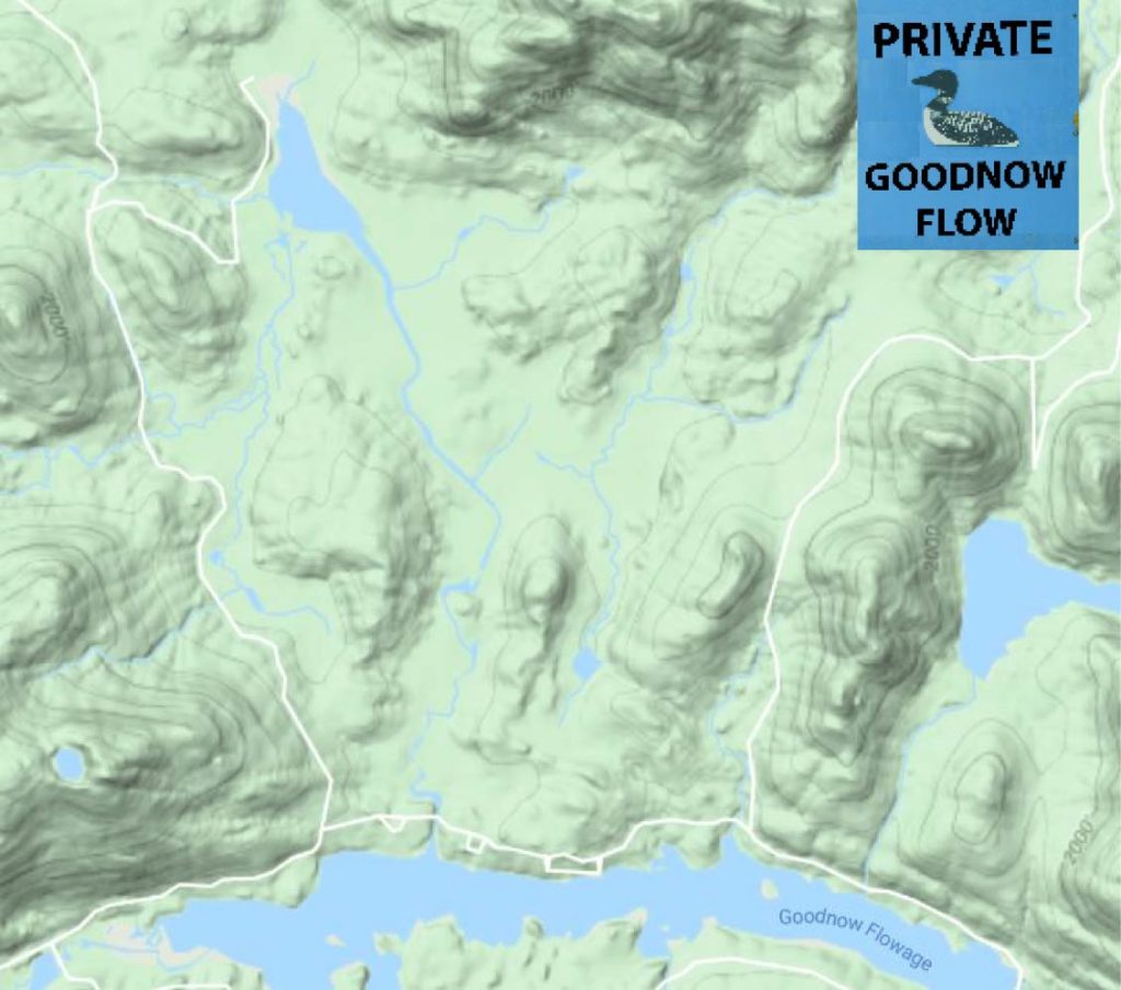 Goodnow flowage private leased lands with trails for hiking, skiing, ATVs  and snowmobiles