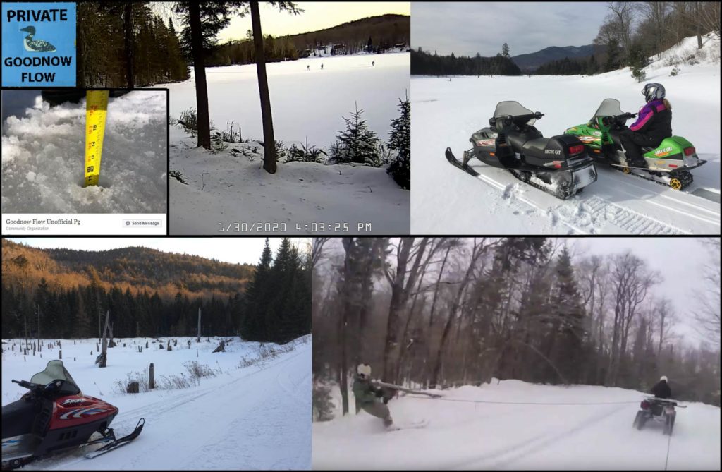 The private Goodnow flow and leased lands enable lot owners to enjoy winter activities, skating skiing, snowmobiling
